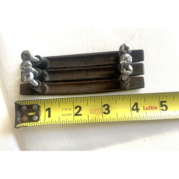 Mid Century Drawer Pulls 3" Bronze Gold Brass Set 3pcs Filigree Scrolls Handles - Picture 4 of 7